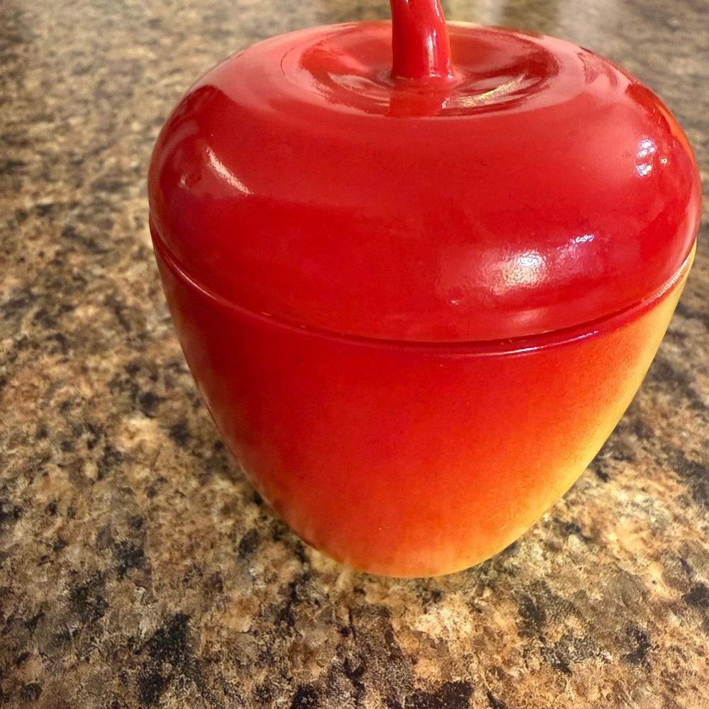 Hazel Atlas Vintage Red and Orange Apple-Shaped Container
